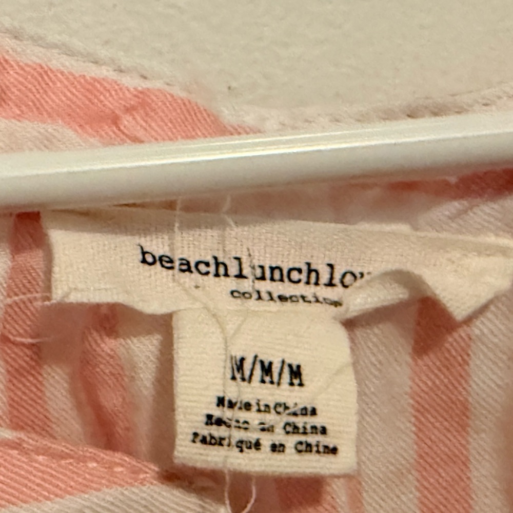 Beach Lunch Lounge Pink and White Striped Button-Front Shirt - Picture 3 of 4